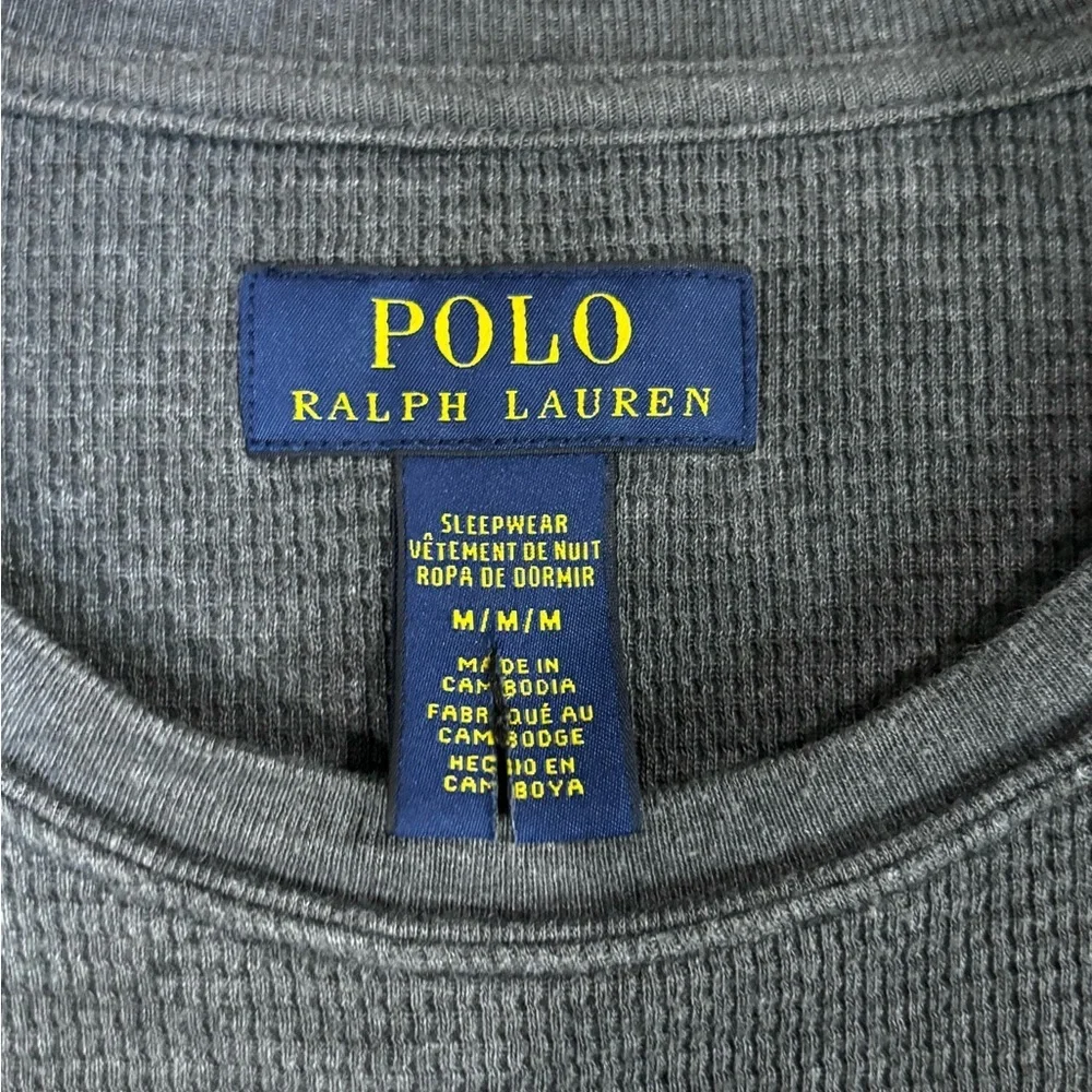 Polo Ralph Lauren Polo Bear Thermal Sleep Shirt Gray Waffle Knit Top Size M